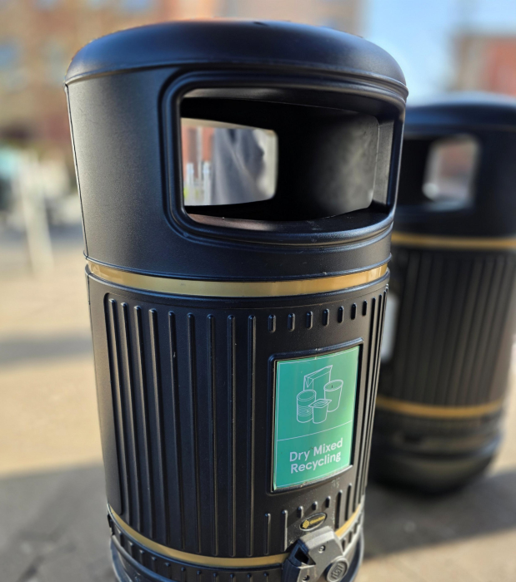 Dry mixed recycling receptacle